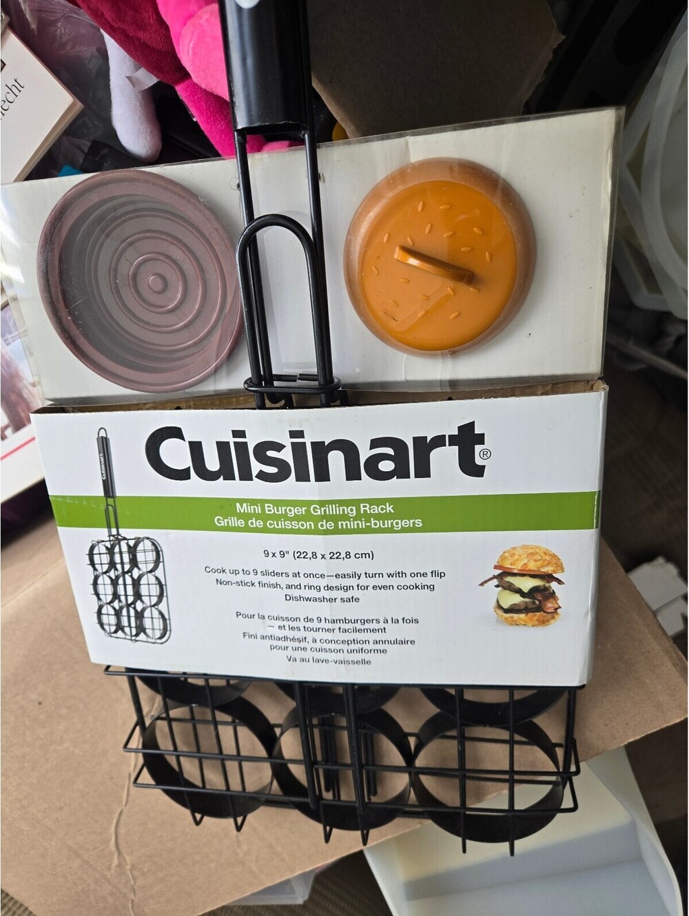 Cuisinart Mini Burger Grilling Rack & Slider Patty Press Set 9x9 Non-Stick NIB